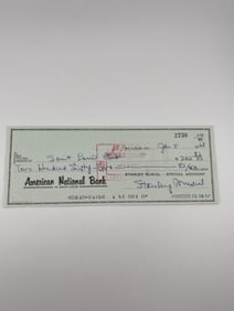 Stan Musial Cancelled Check Genuine Hand Signed Autograph