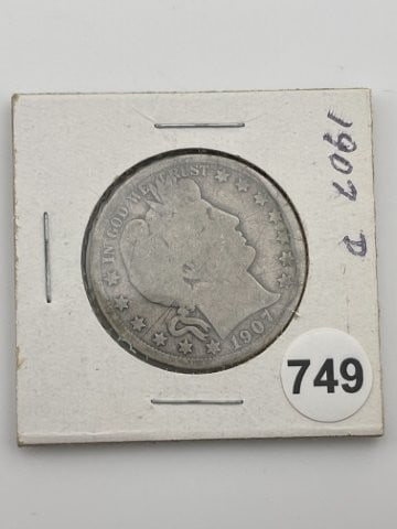 1907 D Barber Half Dollar Coin (1 of 2)