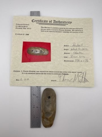 Pendant with Thomas Matthews COA from Wood County, Ohio Indian Artifact Arrowhead: KEY WORDS: INDIAN ARTIFACT ARTIFACTS ARROWHEAD ARROWHEADS NATIVE AMERICAN MISSISSIPPIAN QUAPAW CADDO POTTERY COINS MORGAN DOLLAR PEACE DOLLAR SILVER COINS Arkansas. Now taking in consignments for pre-
