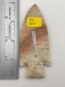 3 & 7/8" Hardin from Maryin County, Missouri Indian Artifact Arrowhead
