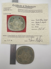 Turtle Effigy Gorget with Thomas Matthews COA from Smyth County, Virginia Indian Artifact Arrowhead