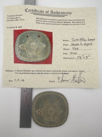Turtle Effigy Gorget with Thomas Matthews COA from Smyth County, Virginia Indian Artifact Arrowhead (1 of 7)