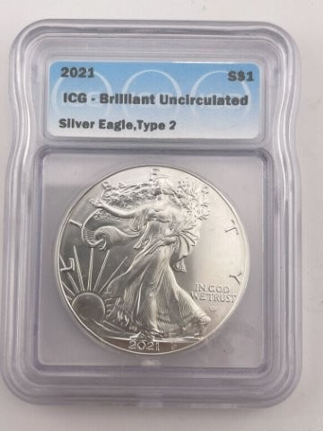 2021 UNC Silver Eagle Type 2 Coin (1 of 2)
