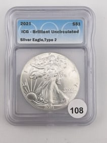 2021 UNC Silver Eagle Type 2 Coin