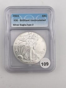 2021 UNC Silver Eagle Type 2 Coin