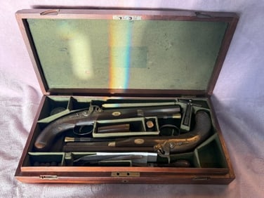 Pair of Duling Pistols in Original Case Produced by the famous London Gun making Firm of Lacy and