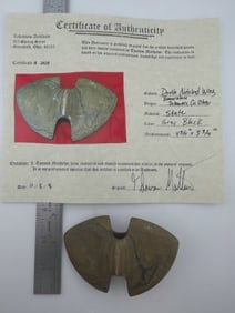 Double Notched Winged Bannerstone with Thomas Matthews COA from Delaware County, Ohio Indian