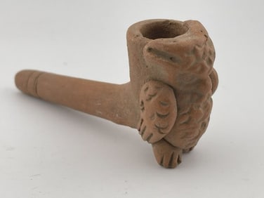 Owl Effigy Pottery Pipe Indian Artifact Arrowhead