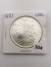 1921 UNC Morgan Silver Dollar Coin