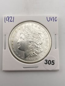 1921 UNC Morgan Silver Dollar Coin