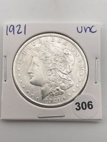 1921 UNC Morgan Silver Dollar Coin