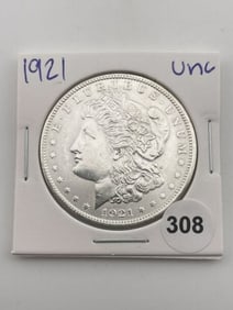1921 UNC Morgan Silver Dollar Coin