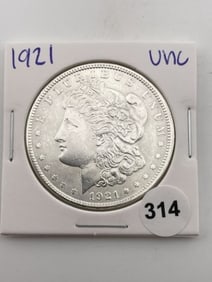 1921 UNC Morgan Silver Dollar Coin