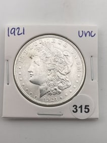 1921 UNC Morgan Silver Dollar Coin