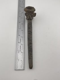 Pottery Pipe Stem broken & glued Indian Artifact Arrowhead