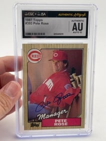 1987 Topps Pete Rose Hand Signed Authentic Autograph