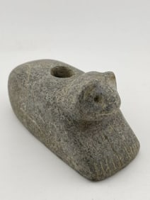 Stone Bear Effigy Pipe Indian Artifact Arrowhead