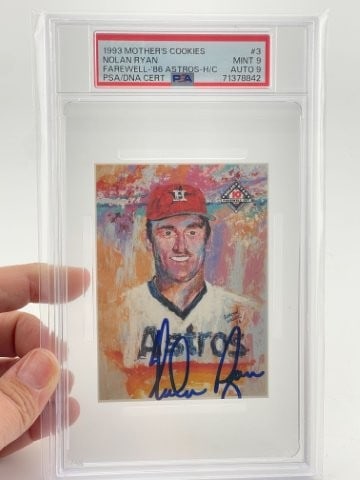 Nolan Ryan Hand Signed Authentic Autograph 1993 Mother's Cookies Mint 9 Baseball Card (1 of 2)