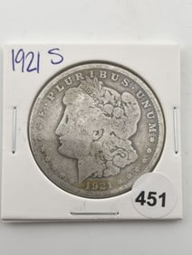 1921 S Morgan Silver Dollar Coin