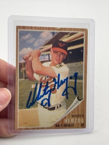Whitey Herzog Hand Signed Authentic Autograph: KEY WORDS: INDIAN ARTIFACT ARTIFACTS ARROWHEAD ARROWHEADS NATIVE AMERICAN MISSISSIPPIAN QUAPAW CADDO POTTERY COINS MORGAN DOLLAR PEACE DOLLAR SILVER COINS Arkansas. Now taking in consignments for pre-