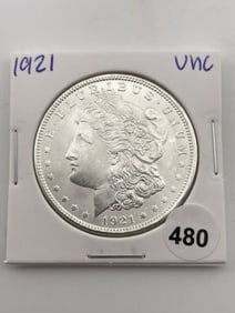 1921 UNC Morgan Silver Dollar Coin
