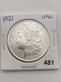 1921 UNC Morgan Silver Dollar Coin