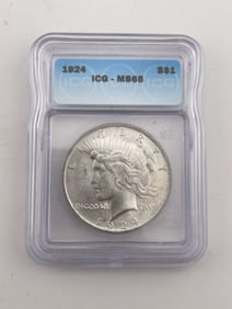 1924 MS65 Peace Silver Dollar Coin