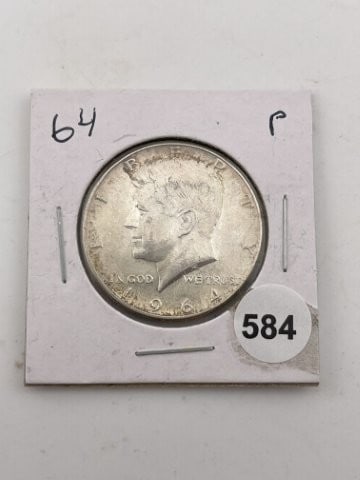 1964 Kennedy Half Dollar Silver Coin: KEY WORDS: INDIAN ARTIFACT ARTIFACTS ARROWHEAD ARROWHEADS NATIVE AMERICAN MISSISSIPPIAN QUAPAW CADDO POTTERY COINS MORGAN DOLLAR PEACE DOLLAR SILVER COINS Arkansas. Now taking in consignments for pre-