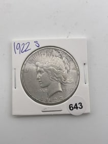 1922 S Peace Silver Dollar Coin