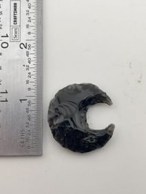 Obsidian Crescent Indian Artifact Arrowhead