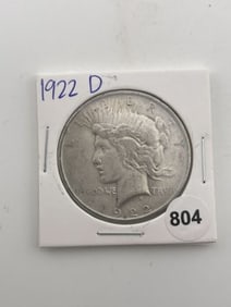 1922 D Peace Silver Dollar Coin