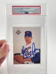 Nolan Ryan Hand Signed Authentic Autograph 1993 Mother's Cookies Nolan Ryan Mint 9 Baseball Card