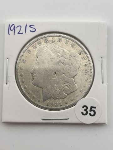 1921 S Morgan Silver Dollar Coin: KEY WORDS: INDIAN ARTIFACT ARTIFACTS ARROWHEAD ARROWHEADS NATIVE AMERICAN MISSISSIPPIAN QUAPAW CADDO POTTERY COINS MORGAN DOLLAR PEACE DOLLAR SILVER COINS Arkansas. Now taking in consignments for pre-