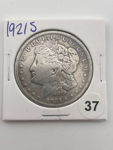 1921 S Morgan Silver Dollar Coin: KEY WORDS: INDIAN ARTIFACT ARTIFACTS ARROWHEAD ARROWHEADS NATIVE AMERICAN MISSISSIPPIAN QUAPAW CADDO POTTERY COINS MORGAN DOLLAR PEACE DOLLAR SILVER COINS Arkansas. Now taking in consignments for pre-