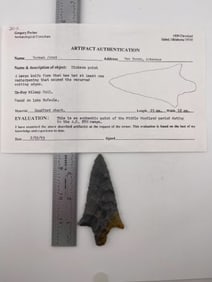 Dickson Point with Perino COA from Lake Eufaula ex - Roy Milsap Collection Indian Artifact Arrowhead