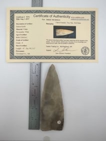 Dalton Knife with Sam Johnson COA from Cleveland County, Arkansas Indian Artifact Arrowhead
