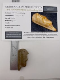 2 & 7/8" Ft Ancient Effigy Pipe with Tony Putty COA from Lawrence County, Ohio Indian Artifact