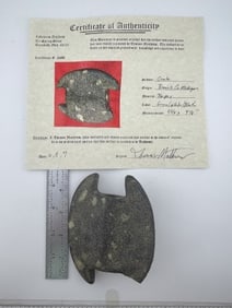 Ovate Bannerstone with Thomas Matthews COA from Branch County, Michigan Indian Artifact Arrowhead