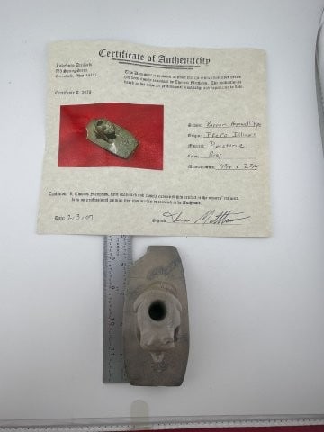 Racoon Hopewell Pipe with Thomas Matthews COA from Pike County, Illinois Indian Artifact Arrowhead (1 of 13)