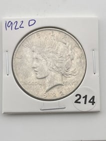 1922 D Peace Silver Dollar Coin