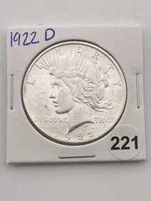1922 D Peace Silver Dollar Coin