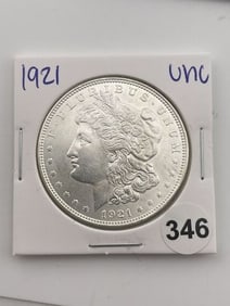 1921 UNC Morgan Silver Dollar Coin