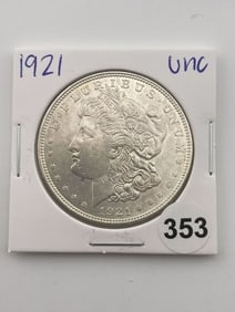 1921 UNC Morgan Silver Dollar Coin