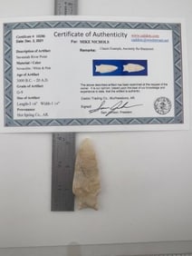 Savannah River Point with Sam Johnson COA Indian Artifact Arrowhead
