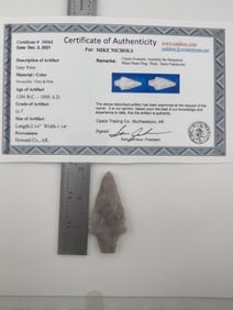 Gary Point with Sam Johnson COA Indian Artifact Arrowhead