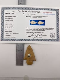 Big Creek Point with Sam Johnson COA Indian Artifact Arrowhead