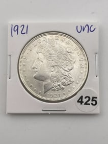 1921 UNC Morgan Silver Dollar Coin