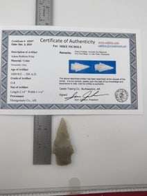 Adena Robbins Point with Sam Johnson COA Indian Artifact Arrowhead