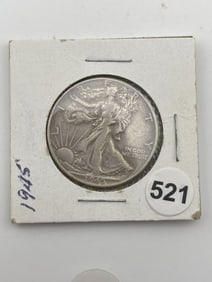 1945 Walking Liberty Half Dollar Silver Coin
