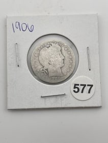 1906 Barber Quarter Coin